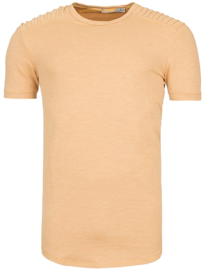 Y&R Men Ribbed Shoulders T-Shirt - Orange