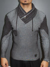 R&R Men Stylish Ribbed Zipper Mock Neck Sweater 2 - Dark Gray
