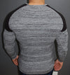 R&R Men Stylish 2 Tone Ribbed Cage Crew Neck Sweater -  Gray / Black