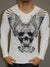 J&J MUSCLE FIT GRAPHIC SKULL WINGS L/S V-NECK T-SHIRT - WHITE - FASH STOP