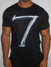 Men Muscle Fit Graphic "7" T-Shirt - Black - FASH STOP