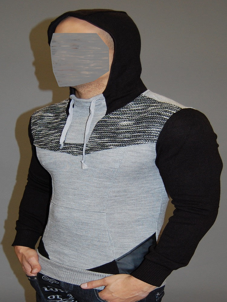 K&D MENS STYLISH 3 TONE HOODIE SWEATER - GRAY - FASH STOP