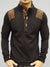 K&D MENS STYLISH MOCK TURTLE NECK SUEDE PACTHES SWEATER - BLACK - FASH STOP