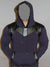 R&R MENS STYLISH FAUX LEATHER HOODIE SWEATER - NAVY BLUE