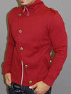 M&Q MENS STYLISH FLAP MOCK TURTLE NECK ZIP UP SWEATER - RED - FASH STOP