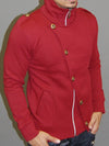 M&Q MENS STYLISH FLAP MOCK TURTLE NECK ZIP UP SWEATER - RED - FASH STOP