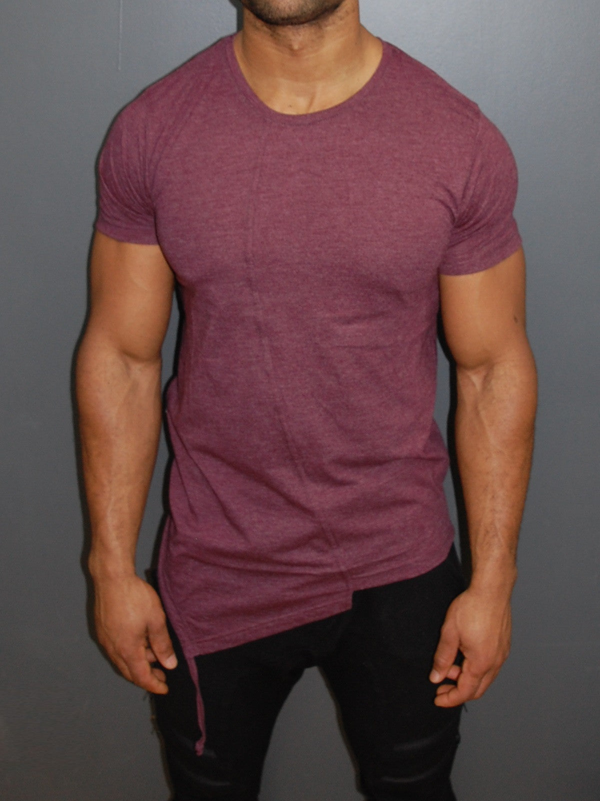 Y&R Men Asymmetrical Fil T-Shirt - Burgurndy