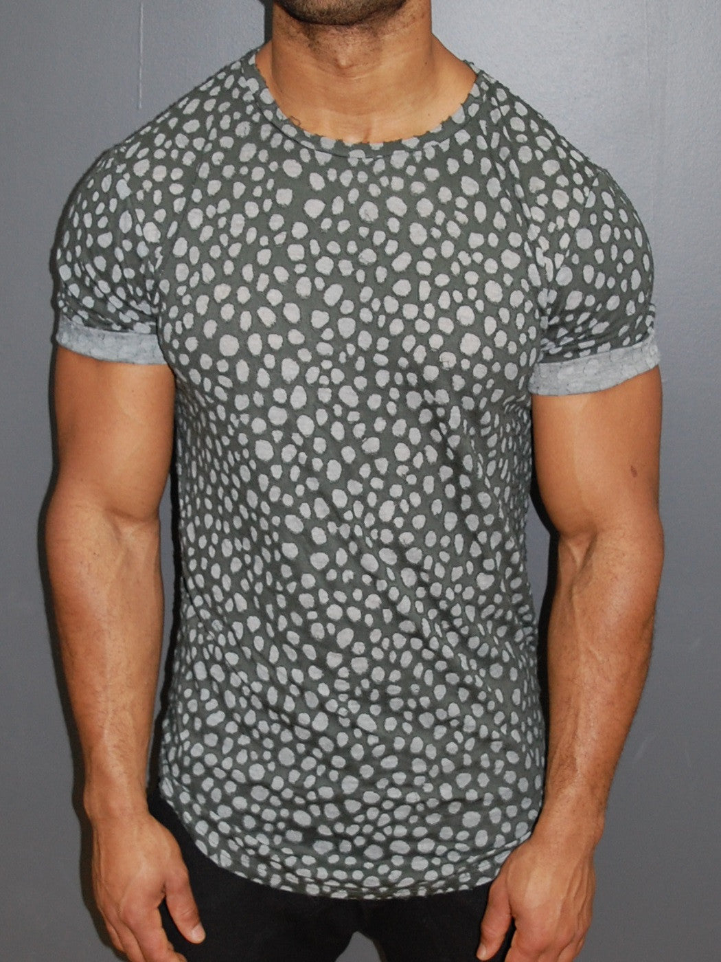 Y&R Men Fly Homeless II Mock Holes Ripped T-Shirt - Army Green