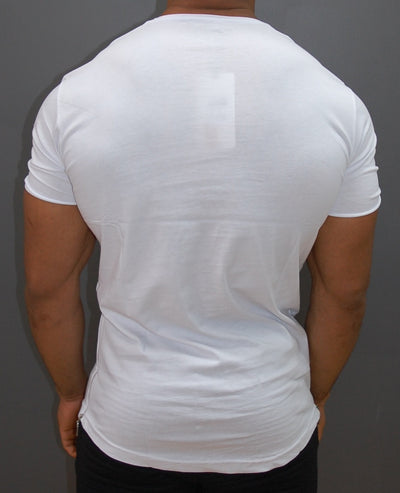 R&R Men Mock Stars Pocket T-shirt - White