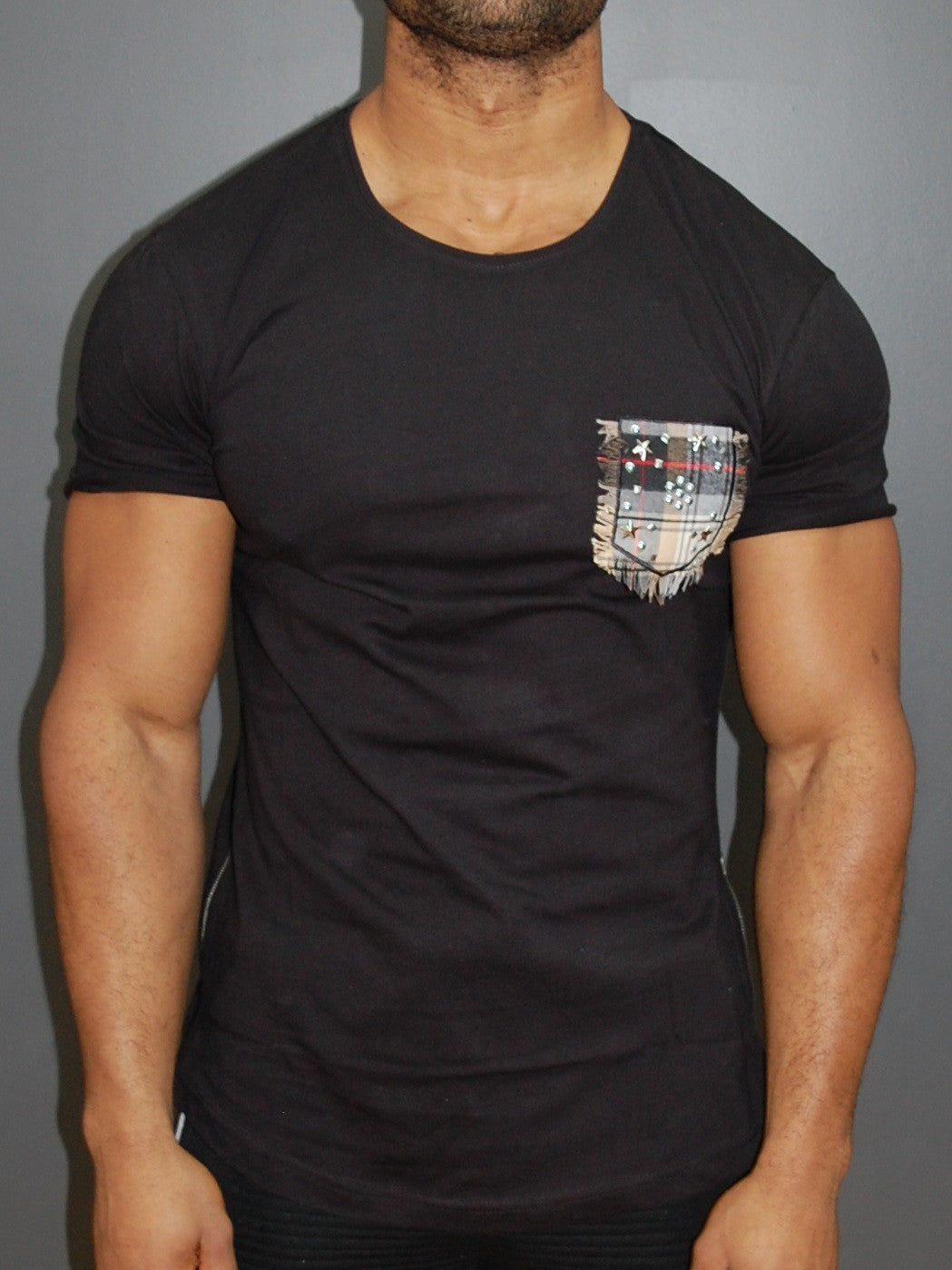 R&R Men Mock Stars Pocket T-shirt - Black