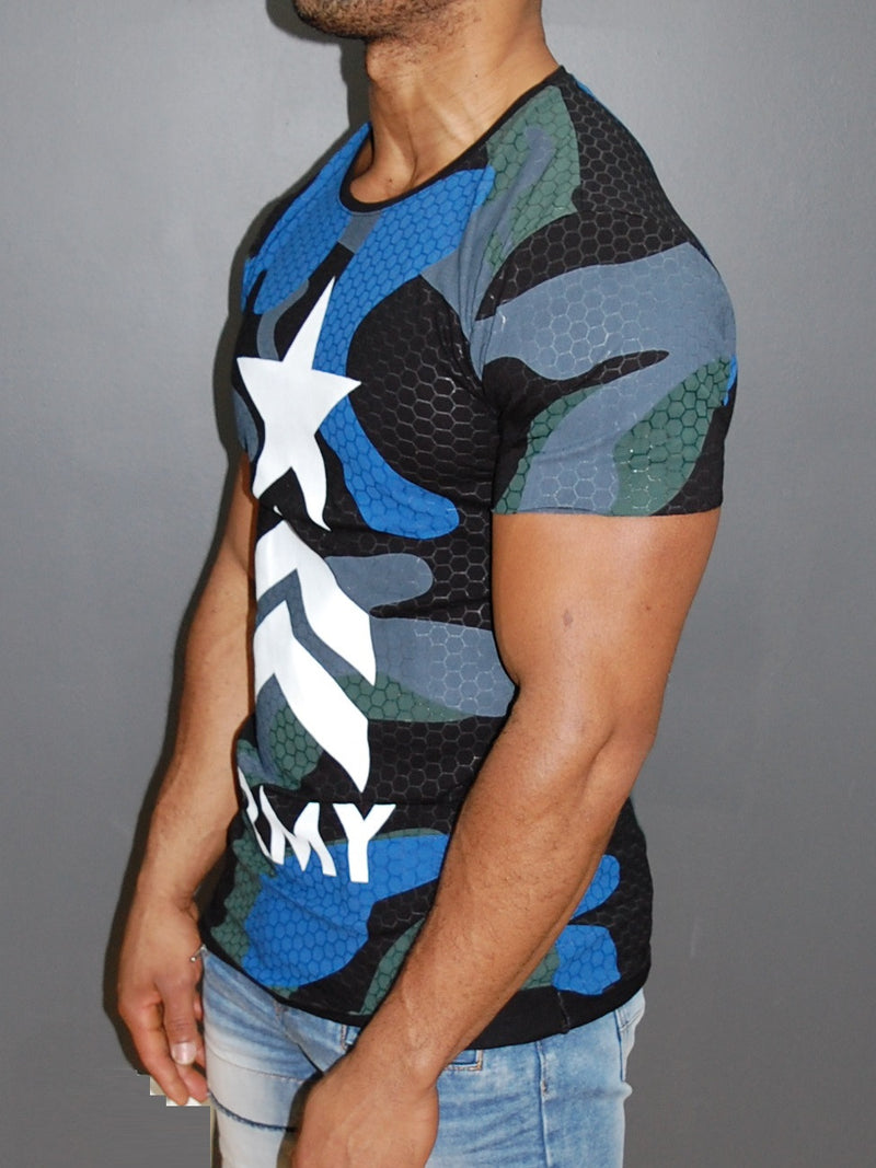 Y&R Men Army Camo Star T-Shirt - Black