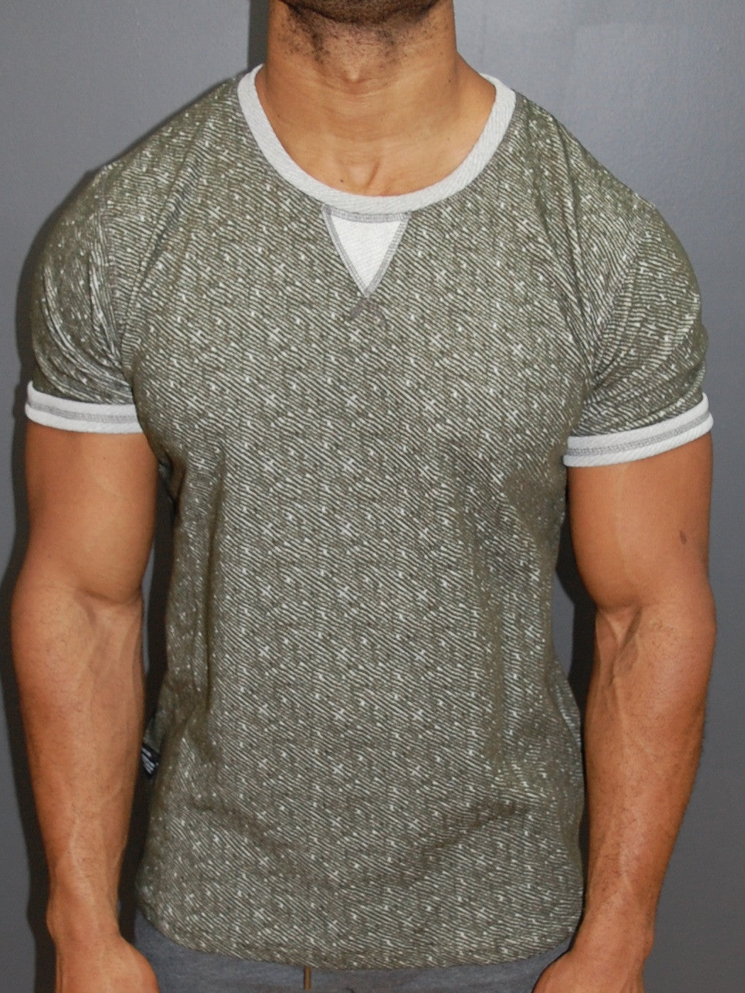 R&R Men Casual Tri Fingerprint T-Shirt - Green