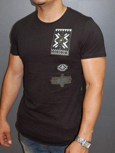 N&R Men Stitch Badges T-shirt - Black