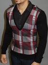 K&D Men Stylish Hybrid V-neck Sweater  - Black / Red - FASH STOP