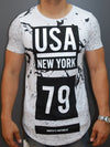 N&R Men Splash USA New York 79 T-shirt - White