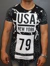 N&R Men Splash USA New York 79 T-shirt - Black