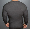 R&R Men Stylish Side Arm Ribbed Crew Neck Sweater - Dark Gray