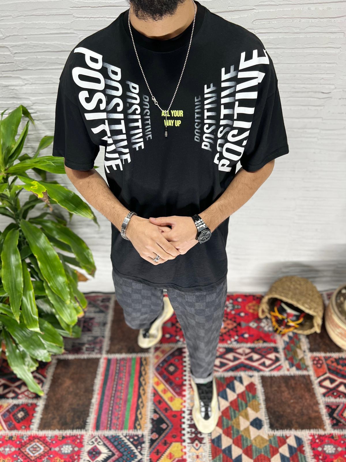 Positive Oversized Graphic T-Shirt - Black E21A