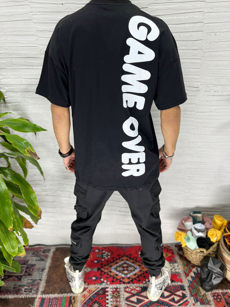 Game Over Marriage Oversized Graphic T-Shirt - Black E23A