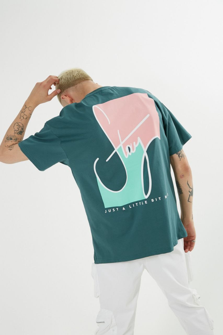 STAY Oversized Graphic T-Shirt - Green  E31C
