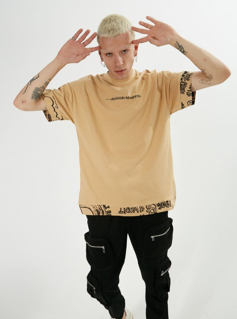Algor Mortis Oversized Graphic T-Shirt - Tan E32B