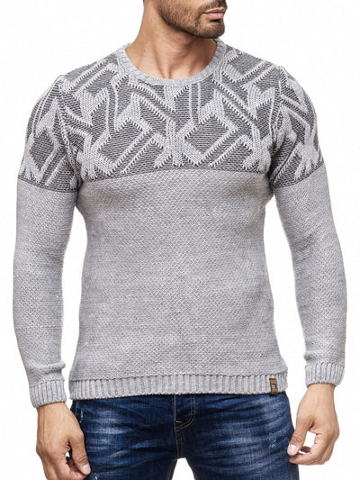 K&D Men Stylish Maze Top Pullover Sweater - Gray - FASH STOP
