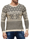 K&D Men Stylish Snow Pullover Sweater - Beige - FASH STOP