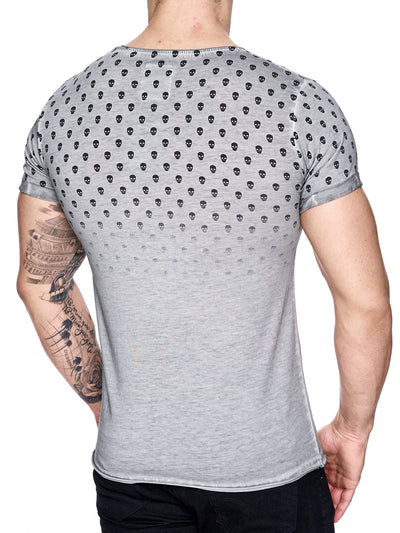 K&D Men Top Skulls Dyed T-shirt - Gray - FASH STOP