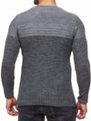 K&D Men Stylish 2 Tone Crew Neck Simple Sweater - Gray - FASH STOP