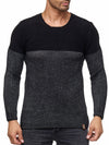 K&D Men Stylish 2 Tone Crew Neck Simple Sweater - Black - FASH STOP