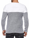 K&D Men Stylish 2 Tone Crew Neck Simple Sweater - White - FASH STOP