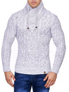 K&D Men Stylish Chrom Mock Neck Sweater - White - FASH STOP