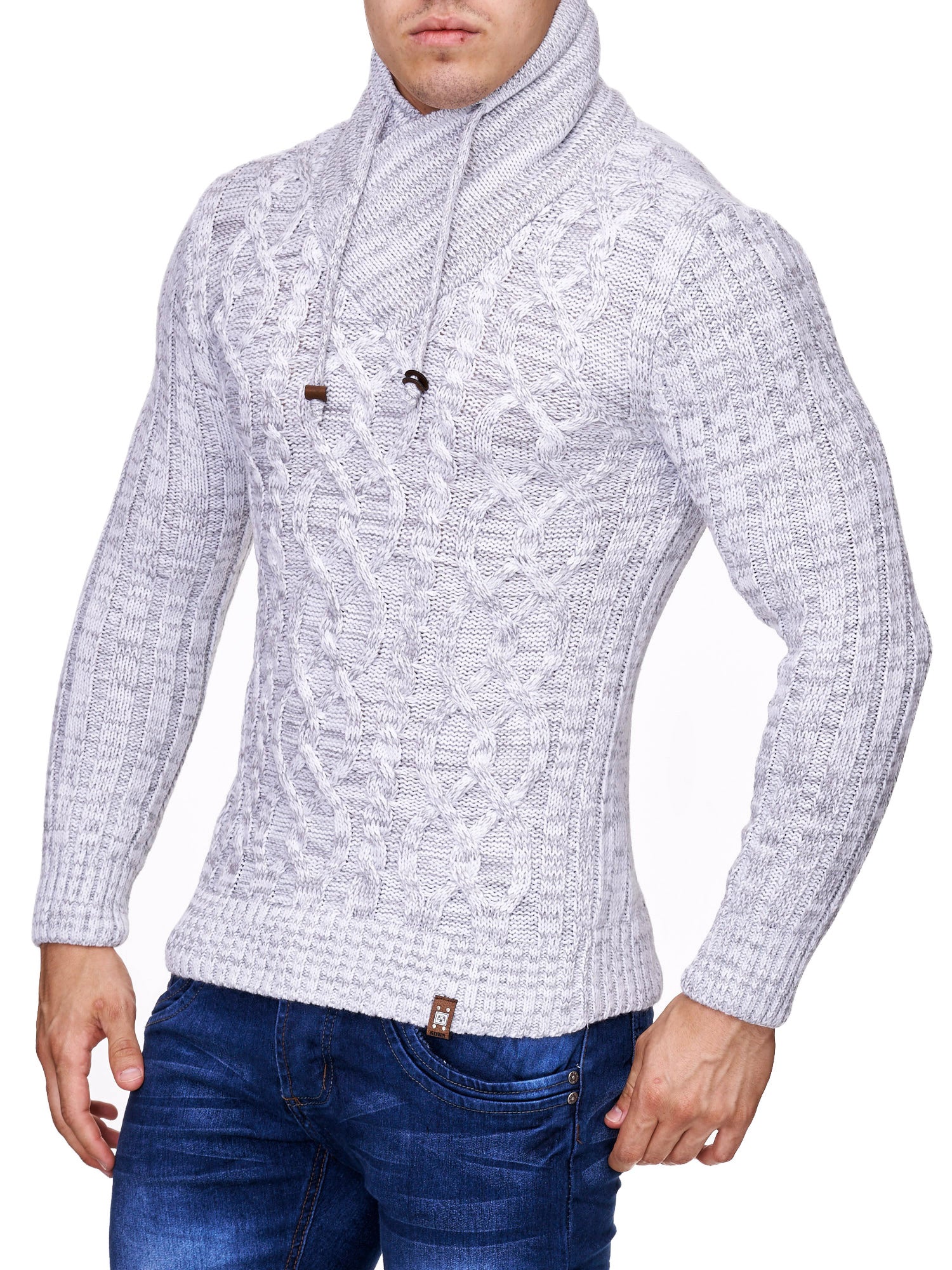 K&D Men Stylish Chrom Mock Neck Sweater - White - FASH STOP
