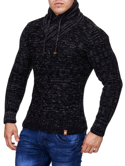 K&D Men Stylish Chrom Mock Neck Sweater - Black - FASH STOP