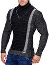 K&D Men Stylish 2 Line Mock Neck Zipper Sweater - Black - FASH STOP