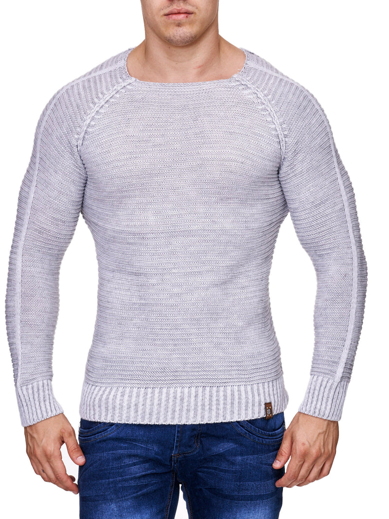 K&D Men Stylish Fully Ribbed Sweatshirt Ridges - White - FASH STOP