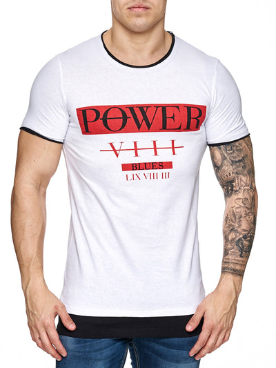 F&S Men Power Blues Long T-Shirt - White - FASH STOP