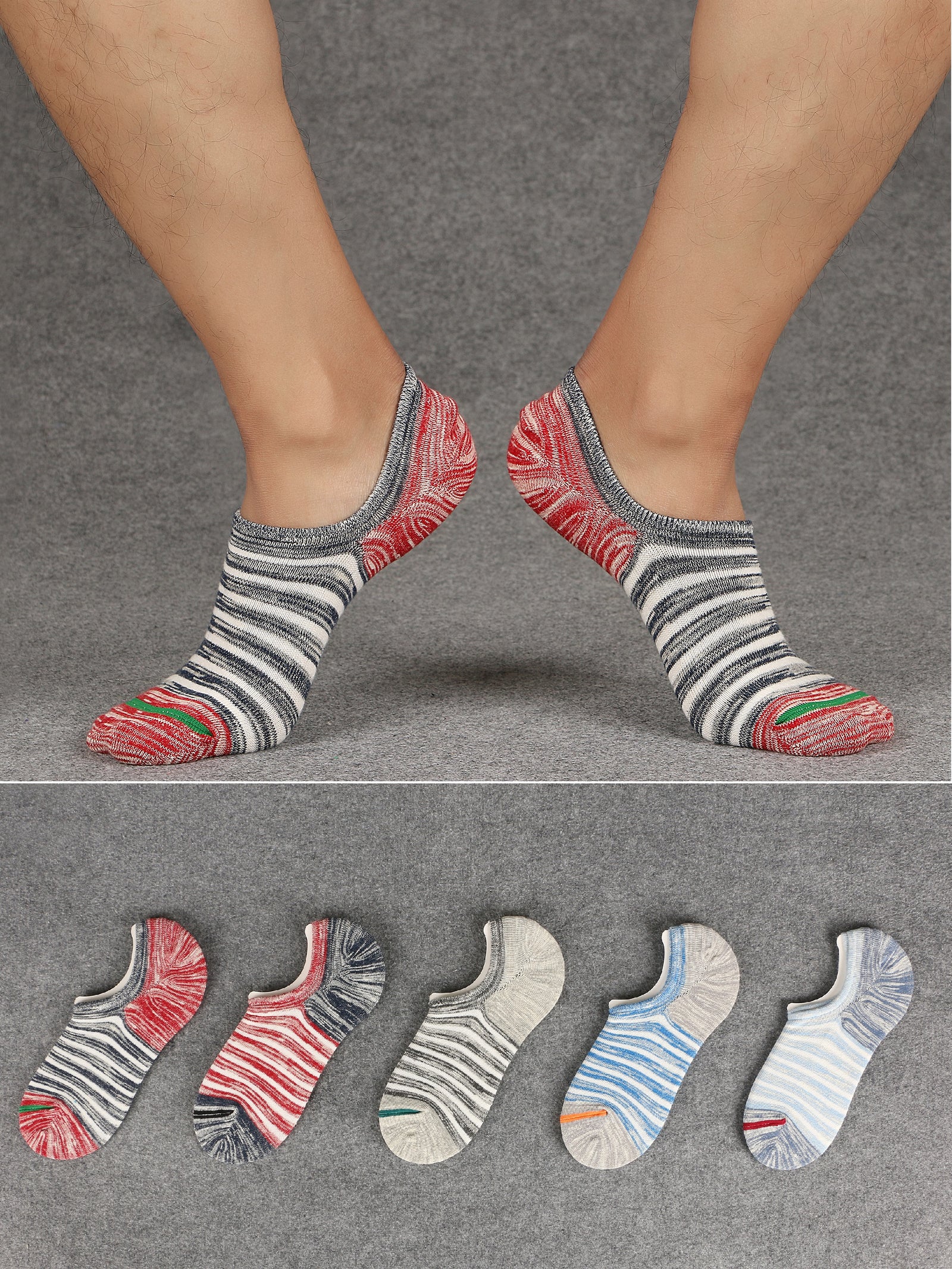 No Show Invisible Non-Slip TriStripes Socks