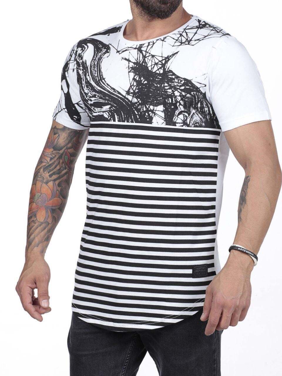 N&R Men Scrib Stripes T-shirt - White