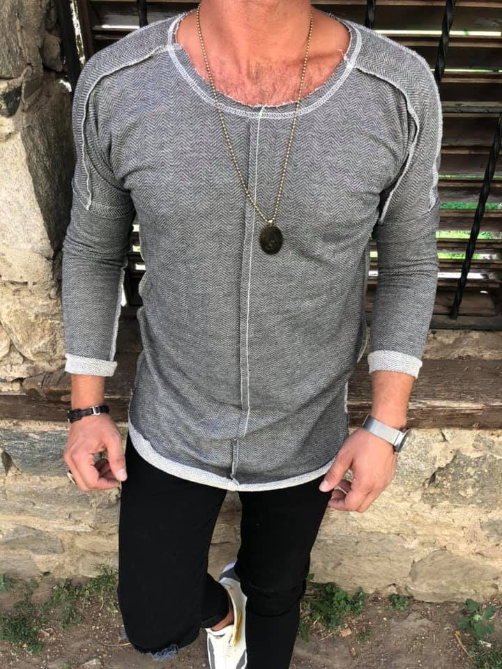 Sacri Hem Long Sleeves Shirt - Gray OS0002