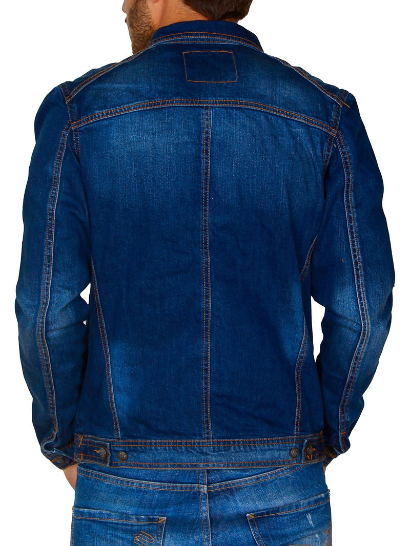 R&R Men Stylish Denim Trucker Jacket - Blue