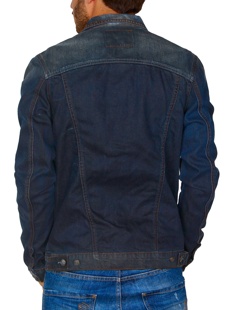 R&R Men Stylish Denim Trucker Jacket - Dirty Blue
