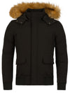 Y&R Men Parka Jacket Detachable Hoodie Fur - Black