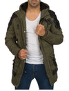 Y&R Men Stylish Mid Length Jacket Faux Leather Coat - Army Green