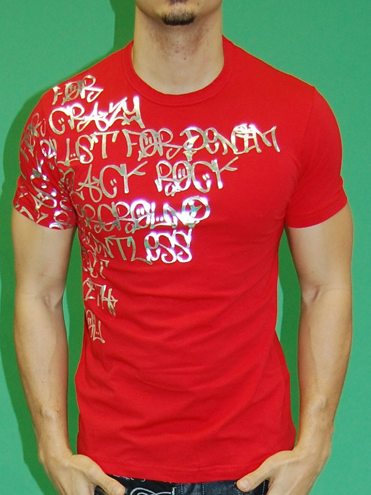 Silver Graffiti T-shirt  - Red RE1B