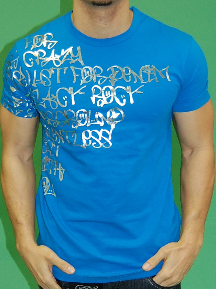 Silver Graffiti T-shirt  - Blue RE1C