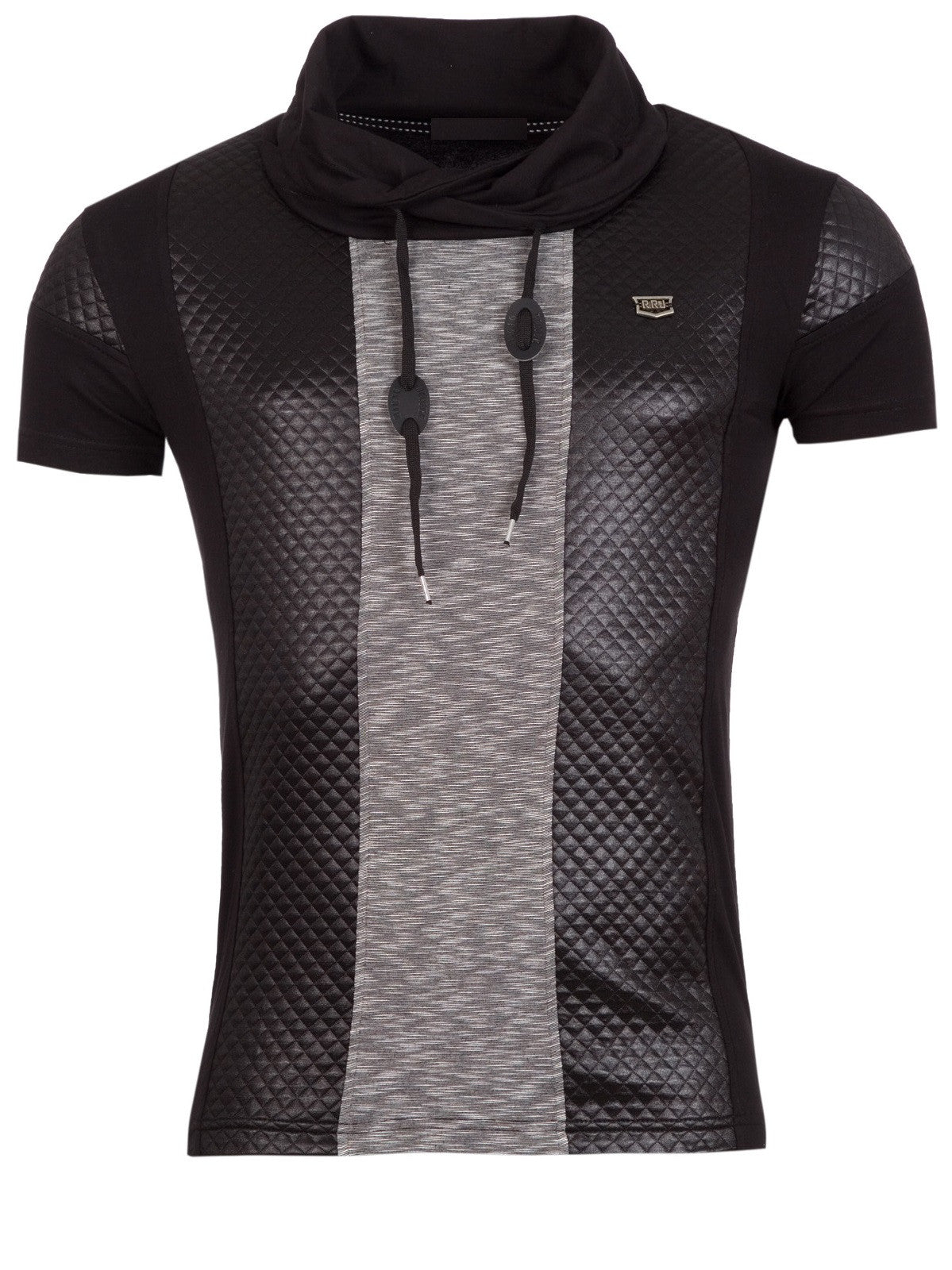 R&R Men 2-1 Mock Neck Muscle / Slim  Fit Shirt -  Black