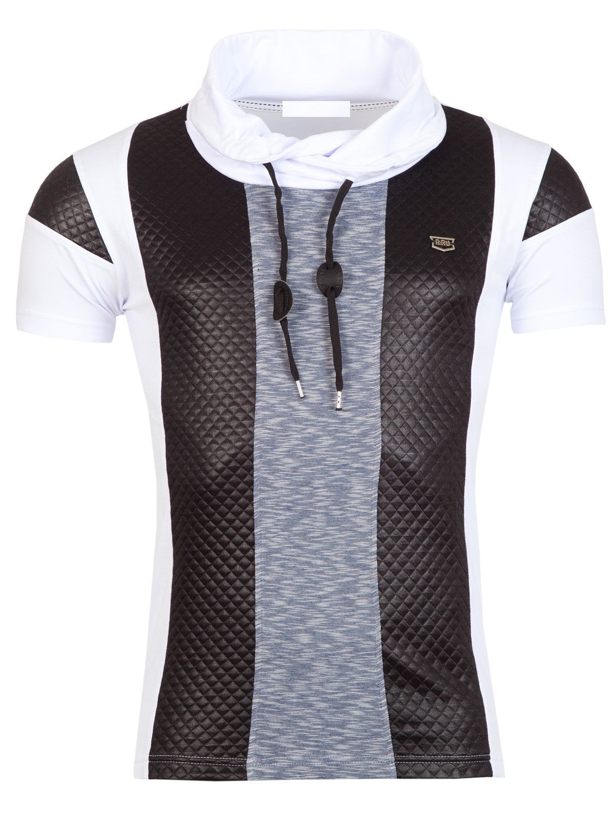 R&R Men 2-1 Mock Neck Muscle / Slim  Fit Shirt - White