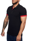Planu Ringed Sleeves Polo T-Shirt - Black  X0015A