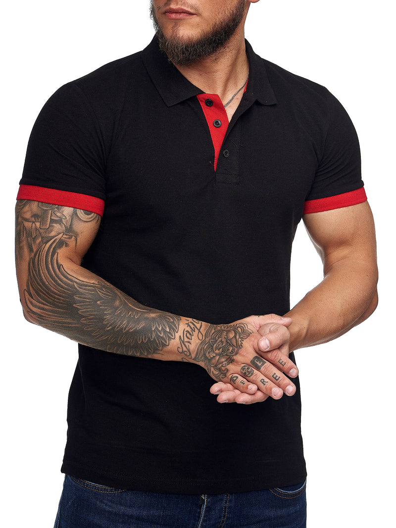 Planu Ringed Sleeves Polo T-Shirt - Black  X0015A